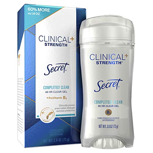 Secret Antiperspirant Clinical Strength Deodorant for Women, Clear Gel, Completely Clean, 2.6 oz