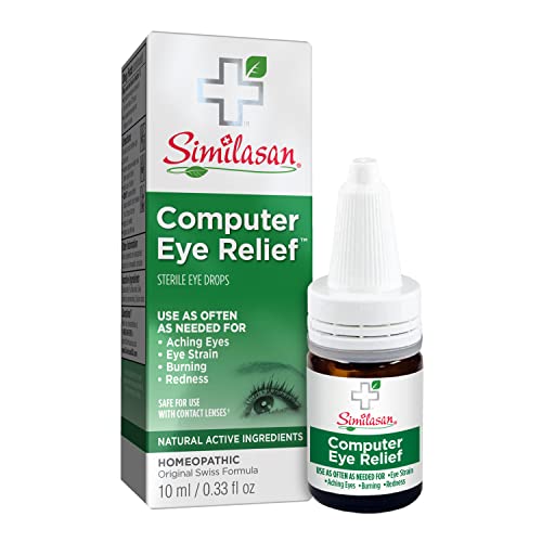 Similasan Computer Eye Relief Eye Drops 0.33 Fluid Ounce, for Temporary Relief from Tired Eyes, Aching Eyes, Eye Strain, Burning or Redness from Computer Use, with Natural Active Ingredients