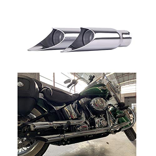 Slip on Softail Exhaust Mufflers for Harley 1986-2017 Softail Slim, Breakout, Fat Boy, Bad Boy, Heritage, Deuce, Deluxe, Convertible, Springer... (Chrome )