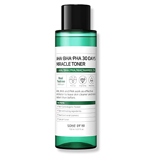 Some by MI Aha.Bha.PHA 30Days Miracle Toner 150ml, Anti-Acne, Exfoliation, Hydration, Brightening, Calming, Refining Pore and Remove Dead Skin Cells, Mild, Teatree Leaf Water