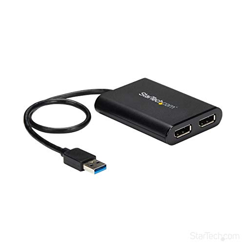 StarTech.com USB 3.0 to Dual DisplayPort Adapter 4K 60Hz, DisplayLink Certified, Video Converter with External Graphics Card - Mac & PC (USB32DP24K60)