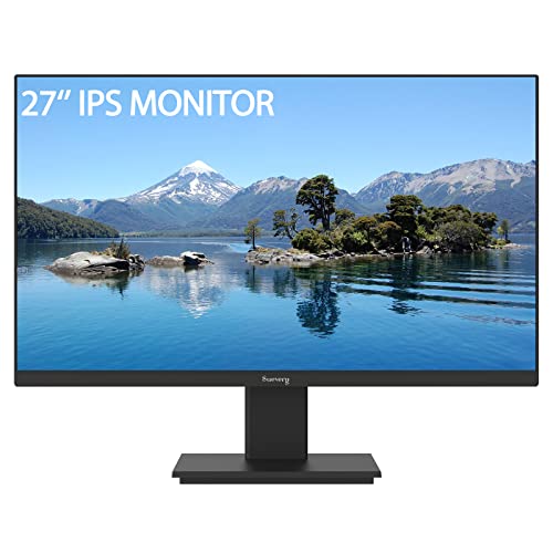 suevery Computer Monitor 27 Inch 1080p 75Hz IPS Screen LCD Display for Gaming, Home Office Work, HDMI VGA Port Frameless FHD External Desktop Business Monitors, PC Laptop Compatible, Vesa Mountable