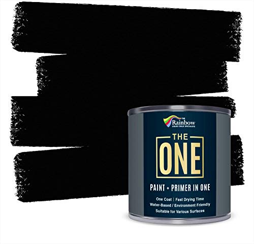 THE ONE Paint & Primer: Most Durable Furniture Paint, Cabinet Paint, Front Door Paint, Wall Paint, Bathroom, Kitchen, and More - Quick Drying Craft Paint for Interior / Exterior (Black, Gloss Finish, 8.5oz)