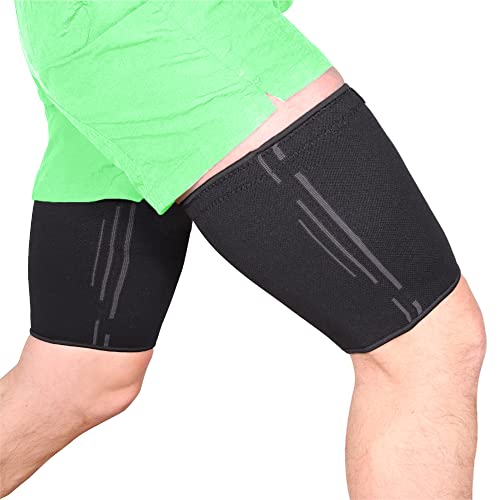 Thigh Compression Sleeve for Men & Women | Thigh Brace for Sciatica Pain Relief, Leg Injury, Hamstring & Hip Support | Ideal for Running & Workout (X-Large, Black)