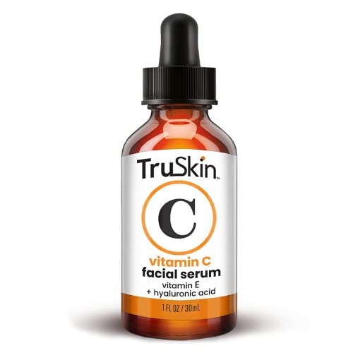 TruSkin Vitamin C Serum for Face & Eye Area, Anti Aging Serum with Hyaluronic Acid, Vitamin E, Organic Aloe Vera and Jojoba Oil, Hydrating & Brightening Serum for Dark Spots, Fine Lines and Wrinkles, 1 fl oz