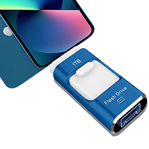 USB Flash Drive 1TB, STTARLUK Pen Drive Compatible with Phone/Pad External Storage USB Stick Memory Stick Compatible with Pad/Pod/Mac/Android/PC (Blue, 1TB)