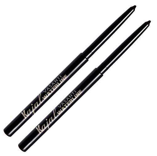 VASANTI Kajal Waterline Eyeliner - Safe to use on Waterline and Tightline (Upper Waterline) - Ophthalmologist Tested and Approved - Paraben Free, Vegan Friendly (Black - 2pcs)