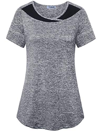 Vindery Womens Yoga Shirt, Ladies Exercise Tops Athletic Wear Running Clothes Workout Shirt Plus Size Short Sleeve Loose Fit