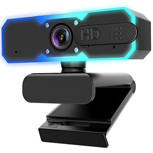 1080P 60FPS Streaming Webcam, Streaming Camera with Microphone and Fill Light,Autofocus,Work with Zoom/YouTube/Winsdows/Mac OS/Laptop/MacBook/PC