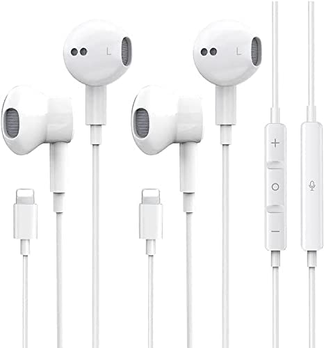 2 Pack with Apple Earbuds for iPhone Headphones Wired Earphones with Microphone【with Apple MFi Certified】 Noise Isolating Headsets for iPhone 13/12/SE/11/XR/XS/X/8/8 Plus/7/7Plus