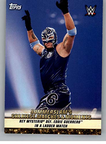 2019 Topps WWE SummerSlam Greatest Matches and Moments Wrestling #GM-25 8/21/05 Rey Mysterio def. Eddie Guerrero in a Ladder Match Official Wrestling Trading Card From Topps