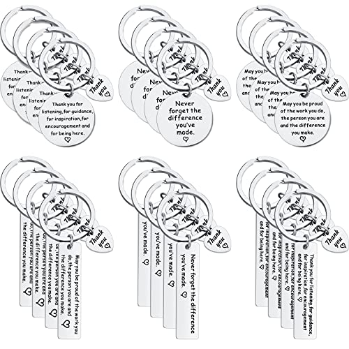 24 Pcs Thank You Gifts Appreciation Keychain Make a Difference Keychain Employee Teacher Nurse Worker Appreciation Week Gifts (Silver)