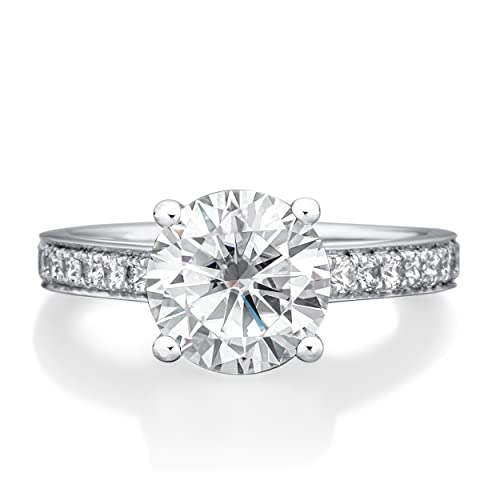 2.5 ct Moissanite Engagement Ring Natural Diamonds - 18K White Gold Setting [D-E VVS1]