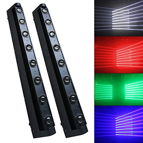 2PCS Moving Head Lights, 4-in-1 8x10W LED Moving Head Stage Lights DJ Moving Head Beam Bar RGBW DMX512 Sound Activated Strobe Effect Stage Lighting for Disco KTV Club Party Wedding