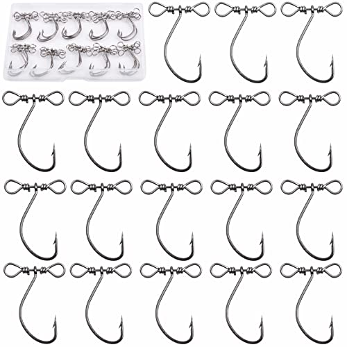 30Pcs Drop Shot Fishing Hooks in-line Drop Shot Rig and Swivel High Carbon Steel Fishhook Worm Hook Spin Shot Drop Shot Hook Swivel Fishing Hooks for Bass,Perch, Carp, Catfish