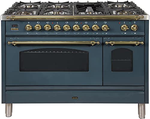 48" Nostalgie Series Freestanding Double Oven Dual Fuel Range with 7 Sealed Burners and Griddle