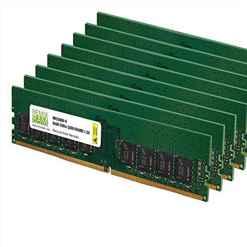 512GB 8x64GB DDR4-3200 PC4-25600 2Rx4 RDIMM ECC Registered Memory by NEMIX RAM