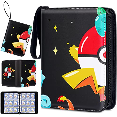 9 Pocket Trading Card Binder, Simboom 900 Cards Zipper Binder Card Holder Collectors with 50 Removable Sleeves 4 Ring Card Collection Binder for Game Cards Sports Cards