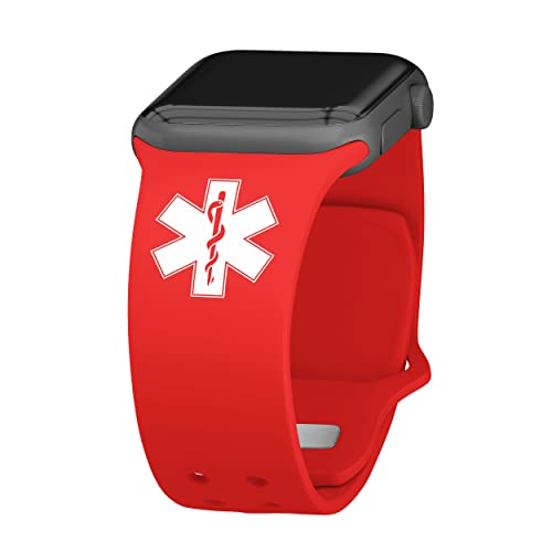 Affinity Bands EMS First Responders Silicone Sport Band compatible with Apple Watch (42/44/45mm Red)