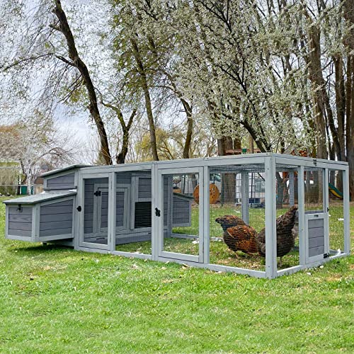 Aivituvin Chicken Coop for 4-6 Chickens/Ducks, Outdoor Wooden Chicken House Large Hen House Poultry Cage with Two Nesting Boxes 103in