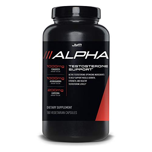 Alpha JYM Testosterone Support | Male Vitality, Hormone Optimization, Ashwagandha, Fenugreek, Eurycoma, Damiana, Quercetin, DIM | JYM Supplemental Science | 180 Vegetarian capsules