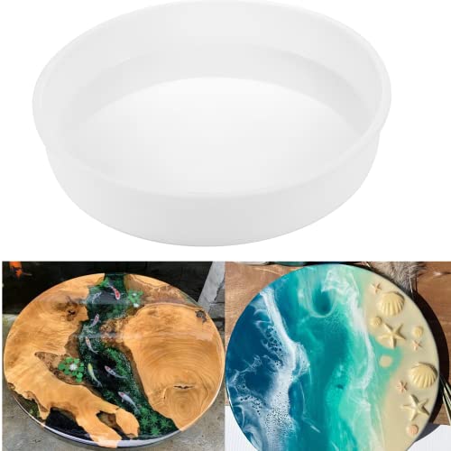 AOEDEO Extra Large Resin Molds, 14inch Large Charcuterie Board Resin Mold, Large Round Mold Resin Table Mold Epoxy Table Mold for River Table, Charcuterie Board, Cutting Board, DIY Art Home Decoration