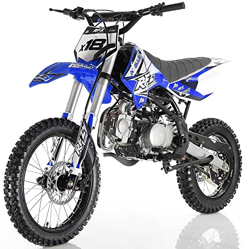 Apollo Original Dirt Bike X18 | 125CC RFZ Racing | Kick Start, 4 Speed Gears Manual Transmission Clutch | Double Spare Frame | Big Tiers 17/14 (Blue)