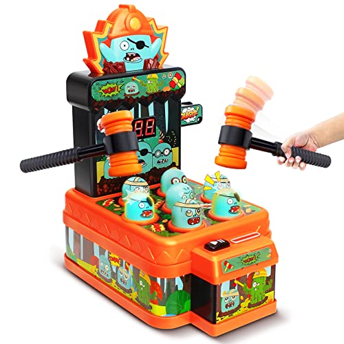 Arcade Game Toys for 3 Year Old, Whack Game Mole, Mini Electronic Interactive Hammering & Pounding Toys, Gift Idea for Toddler Kids Boys Girls Ages 3 4 5 6 7 8+, Cartoon Zombie Style Fun Halloween Toy