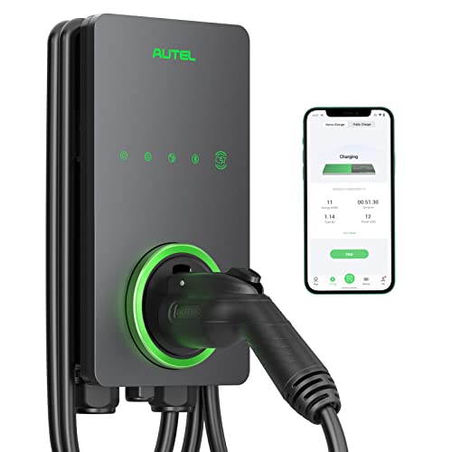 Autel Home Smart Electric Vehicle (EV) Charger up to 50Amp, 240V, Indoor/Outdoor Car Charging Station with Level 2, Wi-Fi and Bluetooth Enabled EVSE, 25-Foot Cable