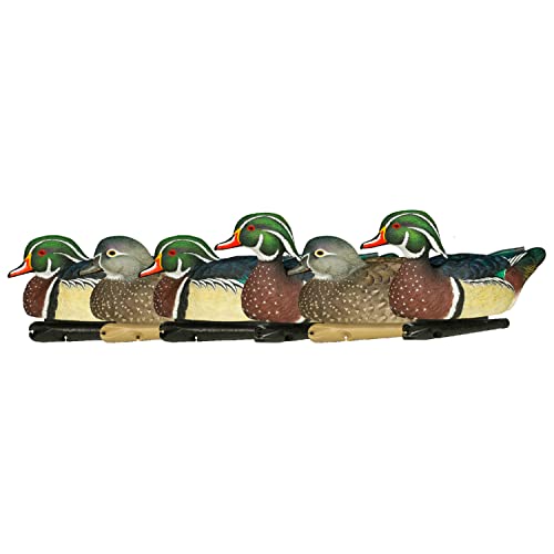 AVIAN-X Topflight Wood Ducks Durable Ultra Realistic Floating Hunting Duck Decoys, Pack of 6, AVX8083