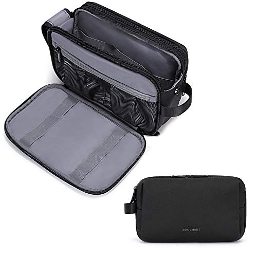 BAGSMART Toiletry Bag for Men, Travel Toiletry Organizer Dopp Kit Water-resistant Shaving Bag for Toiletries Accessories, Black