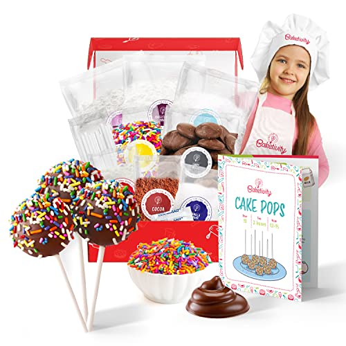 BAKETIVITY Cake Pop Sticks Kids Baking Kit | Cake Pop Kit for Kids | DIY Beginner Cake Pop Supplies, Premeasured Ingredients Cake Pop Maker | Cake Pops Decorating Kit – Kids Cake Pop Baking Kit