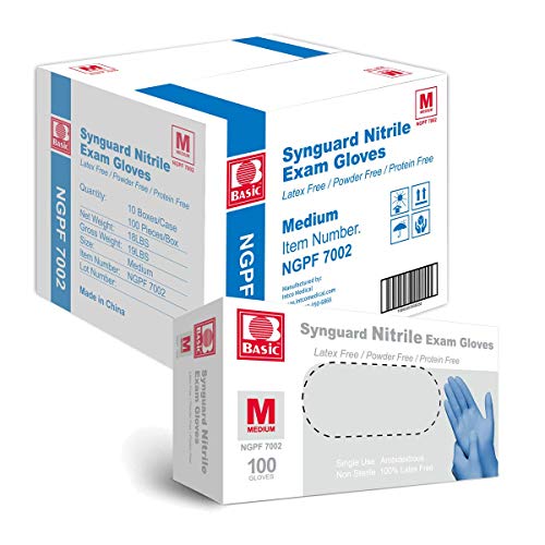 Basic Medical Blue Nitrile Exam Gloves - Latex-Free & Powder-Free - NGPF-7002 , Pallet of 48 cases/48,000 gloves, Medium