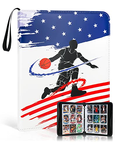 Basketball Trading Card Binder, Fit 900 Sport Cards 3 Ring Binder Book with 50 Binder Sheets, 9 Pocket Card Sleeves Album for Birthday Christmas New Year Gift for All Cards Collectors (BSK002)