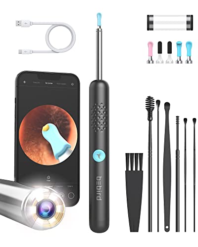 BEBIRD R1 Ear Wax Removal Tool Kit, Ear Cleaner with 1080P Ear Camera, Smart Visual Earwax Removal Kit with 7 Pcs Ear Set for Daily Ear Pick, 6 LED Lights, 5 Ear Scoop Ear Tips Replacement