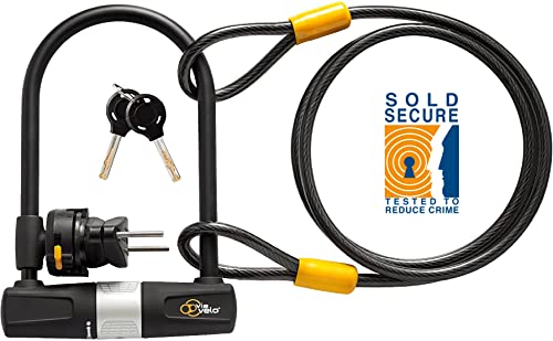 Bike U Lock with Cable - Via Velo Bike Lock Heavy Duty Bicycle U-Lock,14mm Shackle and 10mm x1.8m Cable with Mounting Bracket for Road Bike Mountain Bike Folding Bike