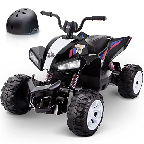 Blitzshark 24V Kids Ride on ATV 4WD Quad 4x75W Powerful 4-Wheeler Super Fast Electric Vehicle, with 10AH Battery, 5MPH Speed, Soft Brake, Full Metal Suspensions & Free Protective Gear, Police Rider