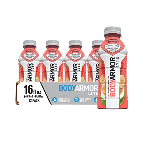 BODYARMOR LYTE Sports Drink Low-Calorie Sports Beverage, Strawberry Banana, Natural Flavors With Vitamins, Potassium-Packed Electrolytes, Perfect For Athletes, 16 Fl Oz (Pack of 12)