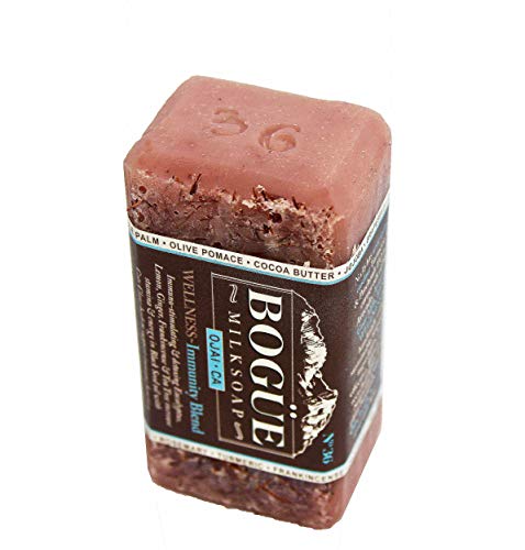 BOGUE Organic Goat Milk Soap- N°36 WELLNESS Immunity Blend Immuno-stimulating & detoxing Essential Oils for energy and health, fever fighting Black Seed oil & Cats Claw herb