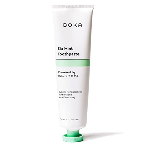 Boka Ela Mint Natural Toothpaste, Nano-Hydroxyapatite for Remineralizing, Sensitivity and Whitening, Fluoride-Free, Dentist Recommended for Kids and Adults, Made in USA, 4oz (Pack of 1)