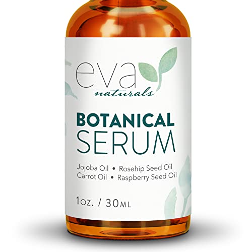 Botanical Face Oil Serum - 100% Natural Face Serum with Jojoba, Rosehip Seed, Olive Oil Squalene, Turmeric & Rose Essential Oil to Nourish, Hydrate & Balance All Skin Types for a Brighter and More Youthful Glow (1 oz)