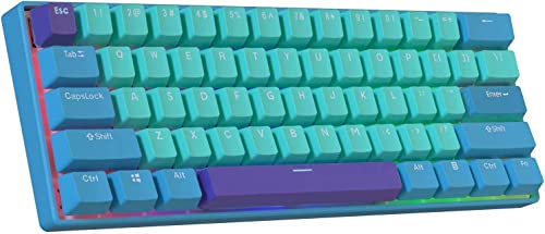 BOYI 60% Cherry MX Switch Green Mini Mechanical Keyboard, 61 Key Mini RGB PBT Keycap Type-C Wired NKRO Programmable Mechanical Gaming Keyboard(Cherry MX Blue Swtich,Green Blue Color)