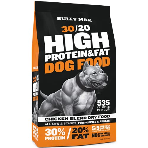 Bully Max High Performance Super Premium Dog Food (40 Pound Bag). for All Breeds and All Ages (Puppies and Adult Dogs). 535 Calories per Cup. for Muscle, Growth, and Weight.