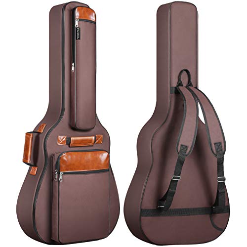 CAHAYA Guitar Bag Acoustic Backpack for 41 42 inch Guitars Soft Gig Bag (Brown)