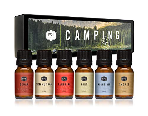 Camping Set of 6 Premium Grade Fragrance Oils - Campfire, Smores, Dirt, Fresh Cut Wood, Night Air, Cedar