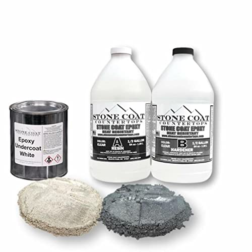 Carrara Marble 1 Gallon Epoxy Resin Kit (Stone Coat Countertops) - DIY Countertop Epoxy Kit for Kitchens, Bathrooms, and Woodworking! Heat Resistant and Clear Epoxy Resin!