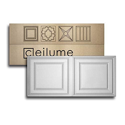 Ceilume 12 pc Stratford Ultra-Thin Feather-Light 2x4 Lay in Ceiling Tiles - for Use in 1" T-Bar Ceiling Grid - Drop Ceiling Tiles (12 Tiles, White)