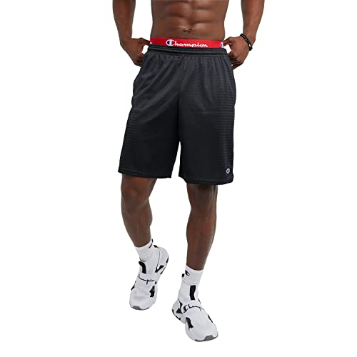 Champion mens 9" Shorts, Mesh Shorts, 9", Mesh Basketball Shorts, Mesh Gym running shorts, Black-407q88, XX-Large US