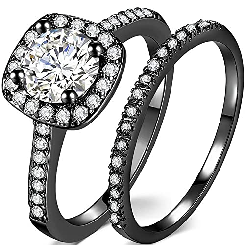 Clearance Grade Rings,Women Fashion Luxury Zircon Rings Engagement Wedding Rings Jewelry Gift by ZYooh (A-Black, 8)