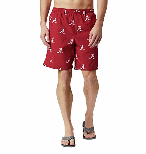 Columbia NCAA Alabama Crimson Tide Men's Backcast II Printed Short, Medium, ALA - Red Velvet